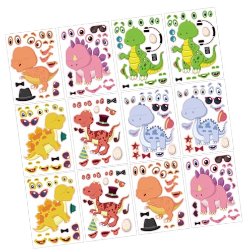 Toyvian 24stücke Dinosaurier Aufkleber Cartoon Dinosaurier Sticker Für Kindergeburtstagsfeiern Puzzle-Aufkleber Und Mitgebsel Kreative Deko Für Dino-Partys von Toyvian