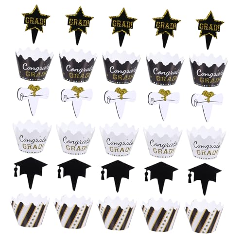 Toyvian 3 Sätze Abschlusstorte Umgeben Kuchen Picks Felgen Grad Dekoration Name Hochschule Kuchenverzierungen Abschluss-kuchenaufsatz Kuchen Dekorative Topper Papier 24 Stück * 3 von Toyvian