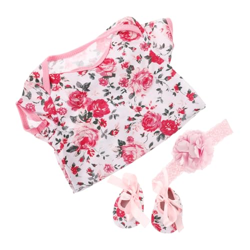 Toyvian 3-teilige Kleidung Für Wiedergeborene Babypuppen Für 18-23-zoll-puppen, Babypuppen-Outfit Mit Blumenmuster-Stirnband Und Schuhen Für Wiedergeborene Puppen, von Toyvian