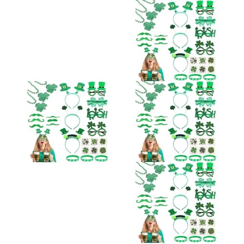Toyvian 364 Stk Urlaubsparty-kit Koboldhut Kleeblatt-anziehaccessoires St. Patricks Tagesbrille St. Patricks Day-brille Grüne Armbänder Aufkleber Eine Brille Tragen Kind Schmücken Plastik von Toyvian