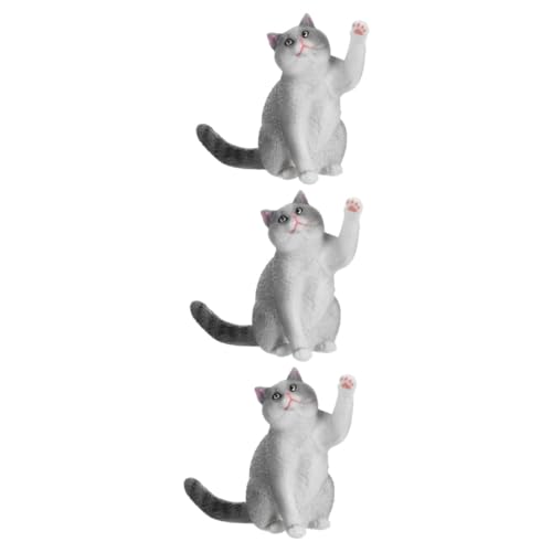 Toyvian 3St Katzenmodell mit kurzen Haaren bürodeko büro Dekoration Katzenverzierung für den Tisch Desktop-Katzenfiguren Schreibtisch Simulation Kat kurzhaarige Katze Kätzchen von Toyvian
