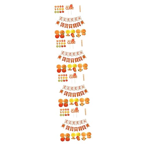 Toyvian 4 Sätze Kleine Orange Karte Partyzubehör Obst Sommerfrucht Sommerschmuck Orangefarbener Zylinder Geburtstagsparty-dekoration Süße Papierstau Kuchen Requisiten Baby von Toyvian