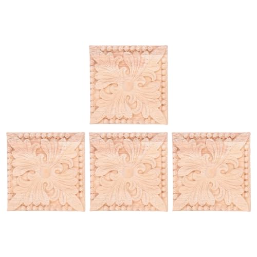 Toyvian 4 Stück Dekorative Holzbesatz: Holzgeschnitzte Applikation - Quadratisches Holz-Onlay für Möbelschränke und Spiegel - Geschnitztes Applikationsdekor Toyvian 4 Stück Dekorative Holzbesatz: Holzgeschnitzte Applikation - Quadratisches Holz-Onlay für Möbelschränke und Spiegel - Geschnitztes Applikationsdekor von Toyvian