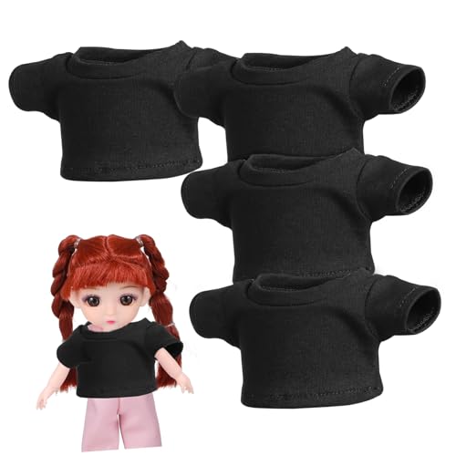 Toyvian 4 Stück Puppe Kurze Ärmel Stofftierkleidung Kleidung für Stofftiere Plüschtier Kleidung Niedliches Puppen Shirt Tragen Sie Plüschkleidung Bär leeres Hemd Gestrickte Baumwolle Black von Toyvian