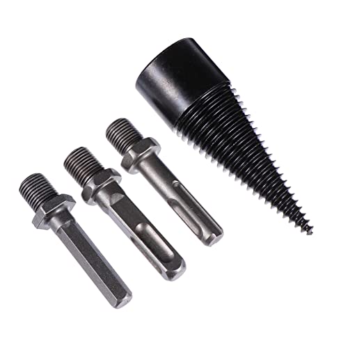 Toyvian 4 Stück Teiliges Set Spaltbohrer für Holz Heavy Duty Holzbohrer mit Sechskant und Rechteckadapter Effizientes Werkzeug zum Spalten von Feuerholz und Holzarbeiten für von Toyvian