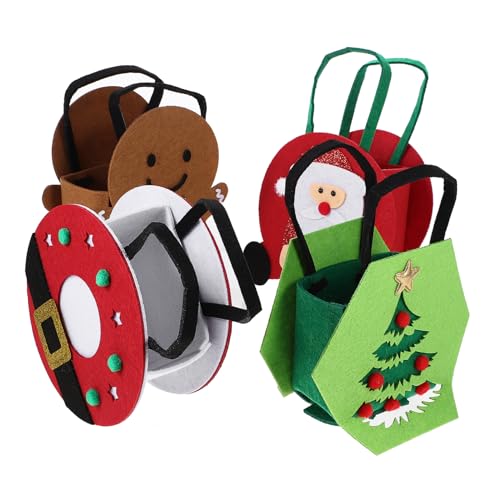 Toyvian 4 Stück Weihnachtsfilz Geschenktüten mit Niedlichen Motiven Faltbare Geschenkbeutel aus Filz für Süßigkeiten und Kleine Präsente Praktische Handtaschen für Weihnachtsfeier und von Toyvian