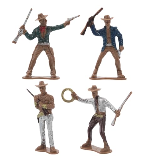 Toyvian 4 Stück Western-Cowboy-Modell Westliche Tischdekoration Cowboy-figurenspielzeug Western-spielzeugfigur Western-mini-Cowboy Mini-Cowboy-Figur Western-Cowboy-Miniatur Plastik von Toyvian