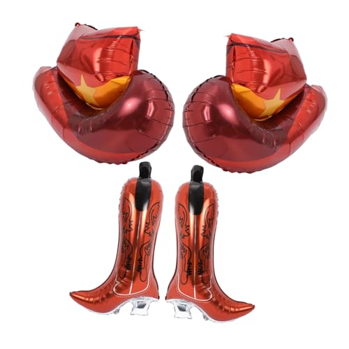 Toyvian 4 Stück Deko-Luftballons Cowboy Western Party Luftballons Gliederballons Nummer Cowgirl Dekoration Blau Hellbraun Partys Western Mottoparty Luftballons Erste Aluminiumfolie von Toyvian