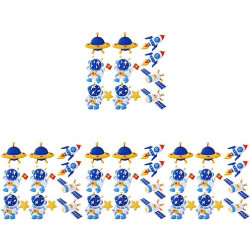 Toyvian 40 Stk Weltraum-kuchen-dekoration Winziges Astronautendekor Raketen-kuchen-topper Astronautenfigur Spielzeug Mini-raumfahrer-statue Weiches Gummi Geburtstagskuchen Miniatur Baby von Toyvian
