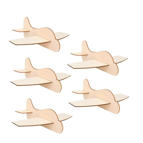 Toyvian 5 Stück Graffiti - Flugzeug aus Holz holzbausatz Holzflugzeug Holzspielzeug zum Basteln Flugzeug basteln Fix Modellflugzeug DIY - Flugzeugmodelle Holzhandwerk unvollendet Linde Beige von Toyvian
