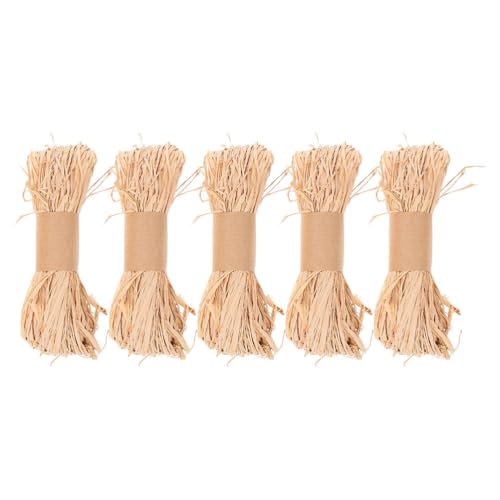 Toyvian 5 Stück natürliches Bast-Grasband für Floristensträuße, DIY-Bastelarbeiten, Verpacken, Hochzeitsdekorationen, Bast-Schnurbündel für kreative Projekte von Toyvian