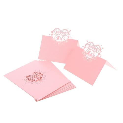 Toyvian 50 Stück Herzförmige Love Bird Tischkarten aus Stabilem Karton Gefaltete Romantische Sitzplatzkarten für Formelle Dinner Hochzeiten und Festliche Empfänge Leichte Dekoration von Toyvian