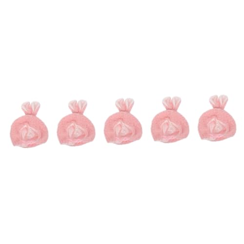Toyvian 5St Plüschpuppenhut rosa Hut Kappen Gefälligkeiten Gastgeschenke Puppenmütze selber Machen Puppenhüte Puppenzubehör Mini rosa Hase Kleine Puppe Kleiner Hut schmücken PP-Baumwolle von Toyvian