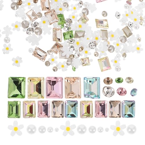 Toyvian 5er-Pack 3D-Blumen-Nagel-Charms – 3D-Gänseblümchen-Nagel-Charms, Strasssteine, Fingernägel-Dekorationen, Kunst, DIY- von Toyvian