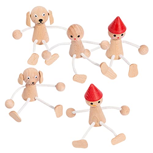 Toyvian Kinderspielzeug 5st Tierpuppen-Ornamente Holzpflöcke Bastelpuppe Aus Unfertige Holzfiguren DIY-malerei-roboterfiguren Mini-Puppen Leere Puppen Holzhandwerk Kleinkind Puzzle von Toyvian