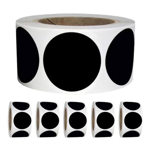 Toyvian 6 Rollen runde schwarze Punktaufkleber: beschreibbare und wasserfeste PVC-Etiketten – 5 cm große Kreisetiketten, Codierungspunktaufkleber zur Klassifizierung und Lagerorganisation von Toyvian