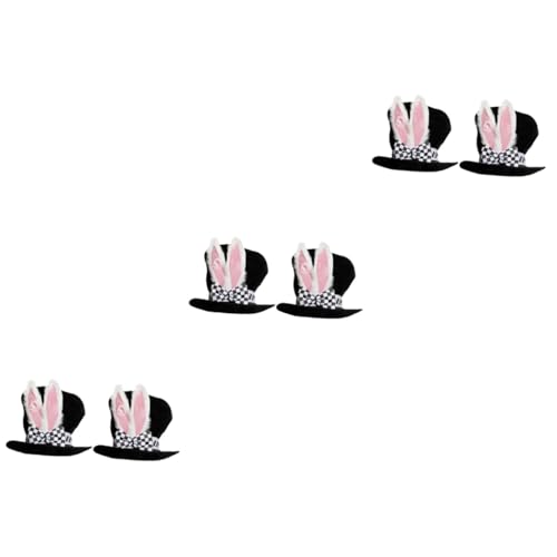 Toyvian 6 STK Häschenohrmützen Partyhut Hüte anziehen schwarzes Dekor Häschen-Kostümmütze Kaninchenhüte schwarzer Hut Kleidung Clownhut Plüschmütze Hase Zylinder Requisiten von Toyvian