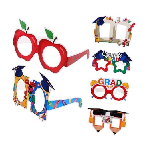 Toyvian 6 Stück Abschlussfeier-Brille Partybrille Abschlussbild Abschlussbrille 2024 Kindergarten-Abschlussbrille Gläser rahmen Abschlussfeier Zubehör Papierbrillenparty im Kindergarten von Toyvian