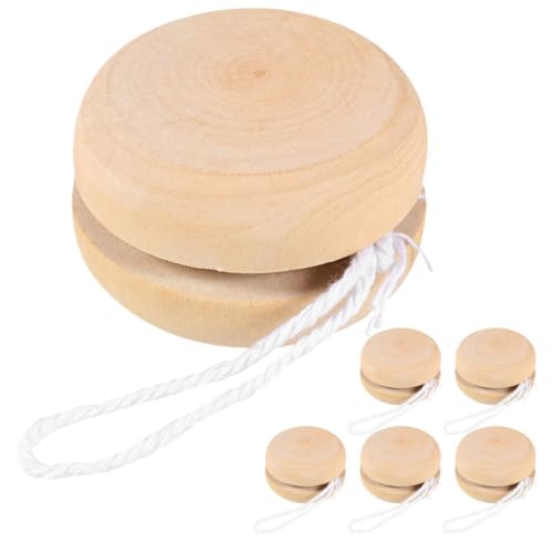 Toyvian 6 Stücke Holz YoYo Anfänger Jo-Jo Kinder Holzspielzeug Holzfiguren zum Bemalen Basteln Weihnachten Geschenke für Geburtstag Party Mitgebsel von Toyvian