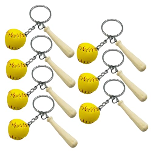 Toyvian 7 Stück Schlüsselanhänger für Baseball-Partys bunt Ringe Fledermäuse Spaßschlüssel Baseball Schlüsselanhänger Sport Schlüsselanhänger Sport-Souvenirs Schlüssel Zubehör Holz Yellow von Toyvian
