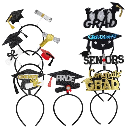 Toyvian 9 Stk. Teiliges Abschluss Stirnband Set Leichte Kunststoff Filz Kopfbedeckung Bequeme Modische Accessoires für Abschlussfeier Fotoshootings College und Party für Studenten von Toyvian