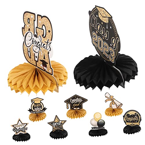 Toyvian 9 Stück Abschluss-waben-Ornament Tischdekorationen Abschlussball Geburtstag Partydekorationen Bienenwabe Abschlussfeier Dekorationen Grün Einzigartig Silber Kernstück Black Papier von Toyvian