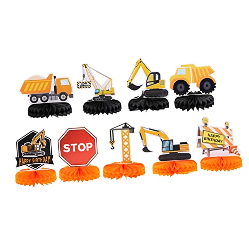 Toyvian 9 Stück Teiliges Bagger Deko Waben Dekoration für Baustellen Geburtstagsfeier Kreative Party Accessoires für Installieren Hintergrunddekoration für Unvergessliche von Toyvian