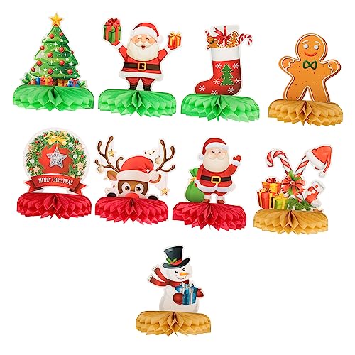 Toyvian 9 Stück Teiliges Weihnachts Honigwaben Deko Leichte Tischdeko mit Festlichem Design Vielseitig für Party Kamin Decke Kreative Weihnachtsdekoration für Festliche Atmosphäre von Toyvian