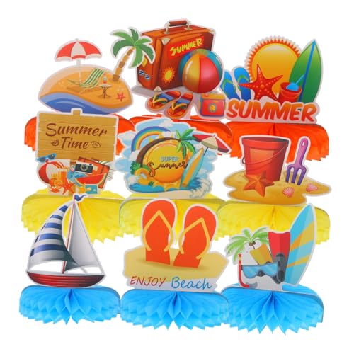 Toyvian 9 Stück hawaiianische Wabenmittelstücke Strand Party Bienenwabe Geburtstag Stroh Hawaii tischdeko Tischdekoration Hawaii Tropische Papier Deko Papierhandwerk Home Desktop schmücken von Toyvian