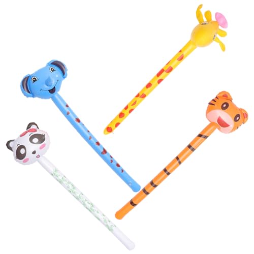 Toyvian 4stücke Aufblasbare Tierkopf-stäbe Spielzeug Für Junge Mädchen Kreative Luftballons Für Partys Geburtstagsfeiern Und Festivals Giraffe Tiger Panda Elefant von Toyvian