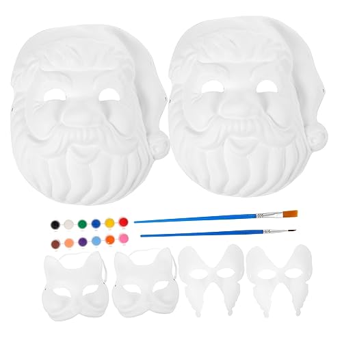 Toyvian DIY Weißes Papiermaske Teilig zum Bemalen Blanko Masken für Erwachsene Farben Acrylfarben und Pinseln für Karneval Kostümparty Theater und von Toyvian