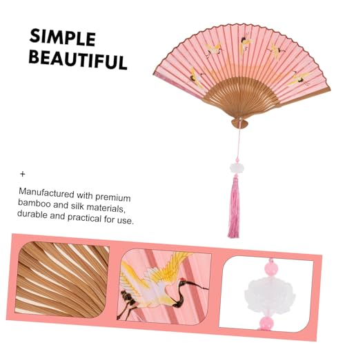 Toyvian Eleganter Faltbarer Fächer aus natürlichem Holz und Seide mit Antikem Motiv Künstlerisch Gestaltet Kühlend und Dekorativ als Geschenk Wanddekoration für Festliche Anlässe von Toyvian