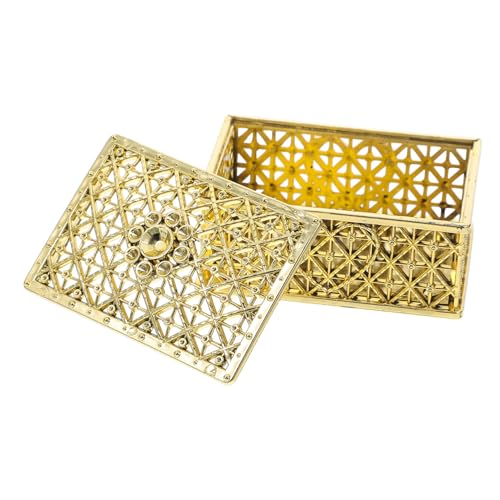 Toyvian Europäische Goldene Schmuckschatulle Rechteckig Metallisch Hohl Vintage Stil Edle Geschenkbox für Hochzeit Geburtstag Party Dekorative Aufbewahrung für Ornamente von Toyvian