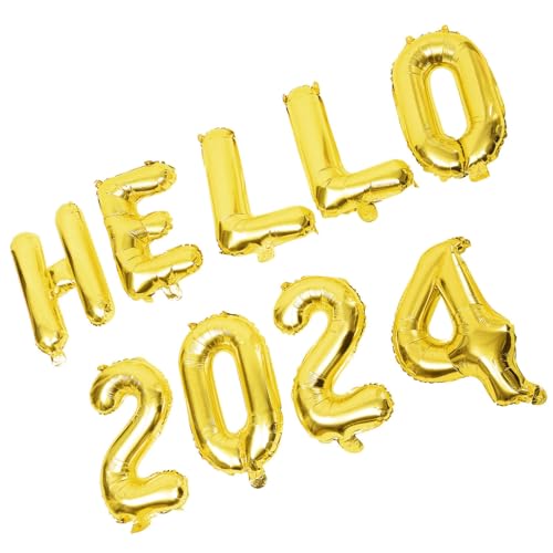 Toyvian Frohes Neues Jahr 2024 Luftballons Nummer 2024 Folienballons Fröhliche Buchstaben Ballonbanner Frohes Neues Jahr Vorabend-Partydekorationen 2024 Für von Toyvian