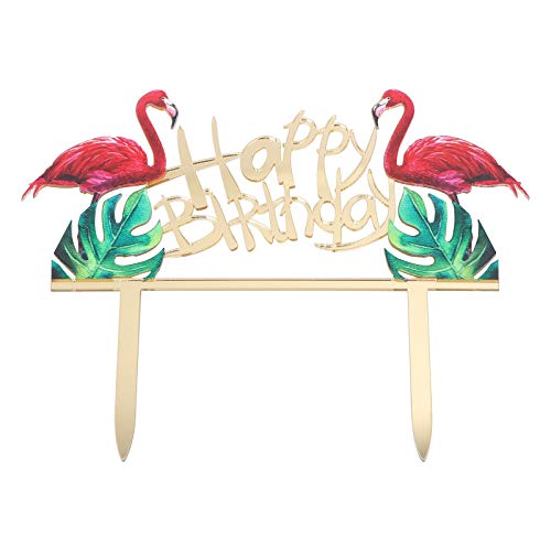 Toyvian Geburtstag Kuchen Topper mit Happy Birthday Flamingo Cake Decoration für Geburtstags Party Dekoration von Toyvian