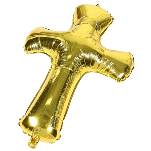 Toyvian Goldener Kreuz Folienballon für Kommunion und Taufe Spirituelle Partydekoration Vielseitiger Aluminium Luftballon für Erstkommunion Osterfest Hochzeitsfeier und Festliche Anlässe von Toyvian
