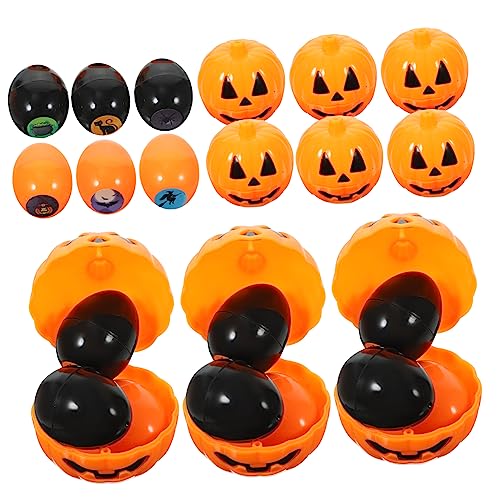 Toyvian Halloween Party Candy Box Set Teilig mit Kürbis Design Tragbarer Süßigkeitenhalter und Ei Förmigen Kinderstempeln Wiederverwendbar für Trick Treat und von Toyvian