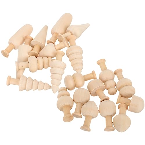 Toyvian 20St kleiner Holzpilz kinder holzspielzeug spielzeug für kinder Miniatur-Holzbäume Pilzfiguren aus Holz puppe Wohnkultur Mini DIY Holzbäume unfertiger weihnachtsbaum aus holz Ozean von Toyvian