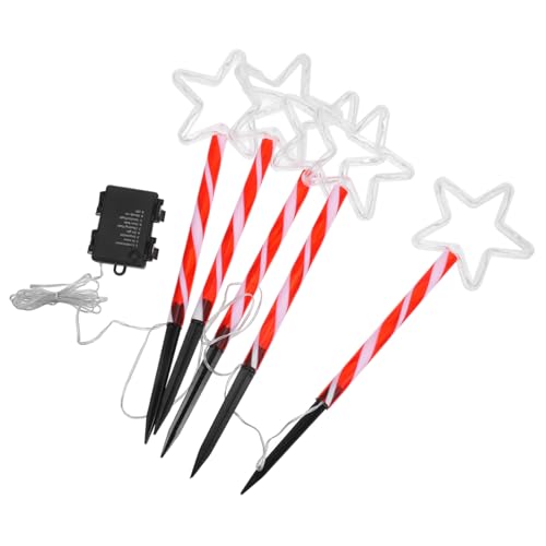Toyvian LED Weihnachtsgartenstecker Batteriebetrieben Rote Weiße Sternform Outdoor Garten und Wegbeleuchtung Wetterfeste Weihnachtsdeko für Terrasse von Toyvian
