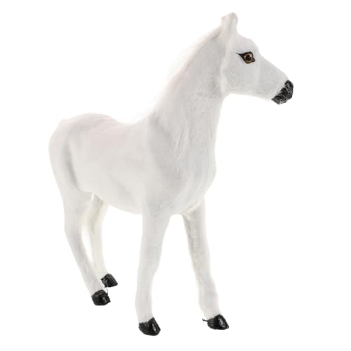 Toyvian Pferdestatue plüschpferd Tier Spielzeugpferde Pferde Pferdespielzeug für Mädchen Pferdefiguren für Pferdespielset Pferde-Actionfigur Plüschstoff Weiß von Toyvian