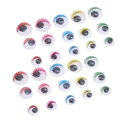 Toyvian Selbstklebende Wackelaugen mit Farbigen Wimpern Bunte Googly Eye Sticker für DIY Bastelaugen Puppen Möbel und Dekorationsprojekte Einfaches Aufkleben Glatte Oberflächen von Toyvian