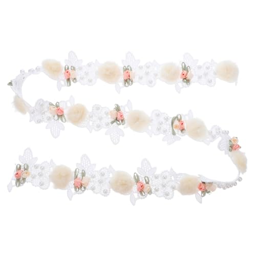 Toyvian Spitzenband: 1 Yard weißes Spitzenband mit floralem Rosenmuster und Perlen – Blumenbesatz für DIY-Projekte, Nähen, Hochzeitsdekor von Toyvian