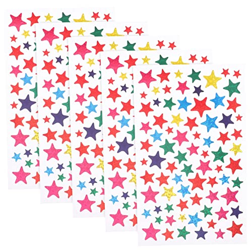 Toyvian Sternaufkleber für Kinder 5 Blätter Belohnungssterne Selbstklebende Dekorative Sticker für Basteln und Unterricht Motivierende Sternaufkleber in Bunten Farben von Toyvian