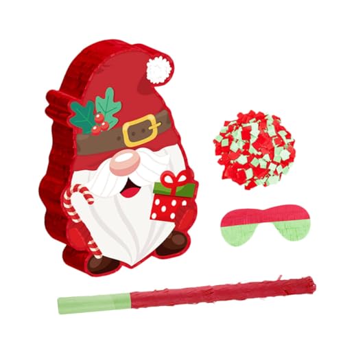 Toyvian Weihnachtliche Pinata Gnom Design mit Befüllung für Partyspiele Interaktives für Innen und Außen Füllöffnung für Süßigkeiten und Konfetti Leicht und Vielseitig Aufhängbar von Toyvian