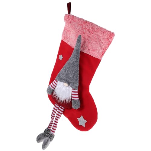 Toyvian Weihnachtsstrumpf Hängend Weihnachtsdeko Rotes Plüsch Säckchen Weihnachtsfeier Kamin Dekoration für Baum Wand von Toyvian