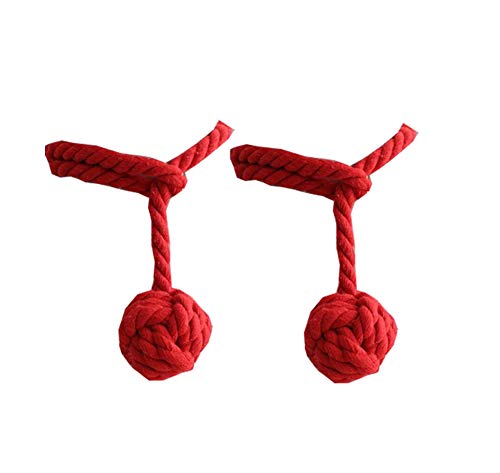 Tpocean Ein Paar handgefertigter gestrickter Vorhang-Raffhalter aus Baumwolle mit Seil zum Binden von Gardinen für Innenräume, Büro, Fenster, Vorhang-Halterung, Dekoration (rot) von Tpocean