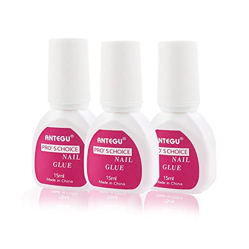 3 Flaschen Nagelkleber für Tips Nagelkleber Extra Stark 15ml, Nagelkleber Colla per Unghie Finte, Nagelkleber mit Pinsel, Nagel Kleber für Gebrochenen Nagel, Falsche Acrylnägel von Tpubmity