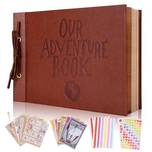 Tpudn Our Adventure Book Scrapbook Fotoalbum, 30,2 x 19,3 cm, 80 Seiten, 3D-geprägte Wörter, Leder, Hardcover, Reisen für Jahrestag, Hochzeit, Reisen, handgemachtes Sammeln von Fotos Tpudn Our Adventure Book Scrapbook Fotoalbum, 30,2 x 19,3 cm, 80 Seiten, 3D-geprägte Wörter, Leder, Hardcover, Reisen für Jahrestag, Hochzeit, Reisen, handgemachtes Sammeln von Fotos von Tpudn