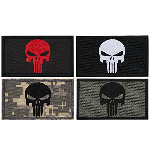 TraLxwee 4 Stücke Patches Klett Militär Patch Klett Patches Punisher Für Taktische Kleidung Rucksack Baseballkappe Uniform Weste Hundegeschirr Punisher Patch von TraLxwee