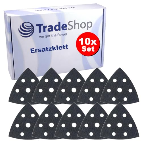 10x Trade-Shop Ersatzklett 93x93x93mm selbstklebend kompatibel mit Ferm, kompatibel mit Dewalt, kompatibel mit Metabo Deltaschleifer Schleifteller von Trade-Shop